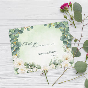 Carte Postale Remerciement de mariage floral vert sauge botaniqu