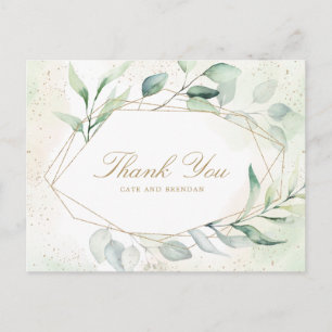 Carte Postale Remerciement de mariage géométrique à la verdure d
