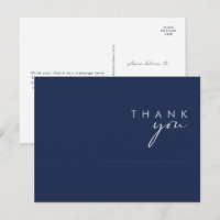 Remerciement de mariage moderne minimal bleu marin