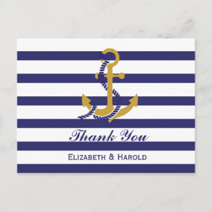 Carte Postale Remerciement de mariage nautique élégant