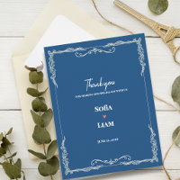Remerciement de mariage noir cravate bleu poussiér