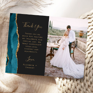 Carte Postale Remerciement de mariage or agate sarcelle Photo
