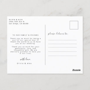 Carte Postale Remerciement de mariage photo 