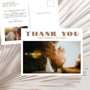 Carte Postale Remerciement de mariage photo 2 Typographie Rétro