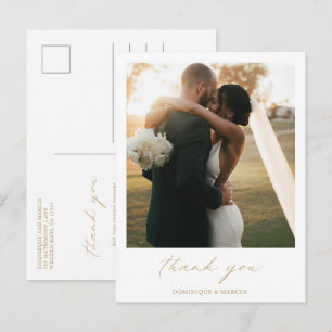 Carte Postale Remerciement de mariage photo avec calligraphie do