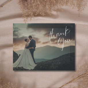 Carte Postale Remerciement de mariage photo Chic Script