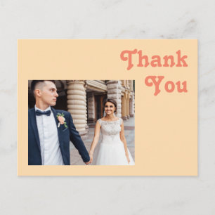 Carte Postale Remerciement de mariage photo crème orange rétro m