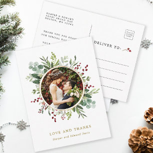 Carte Postale Remerciement de mariage Photo de Noël botanique do