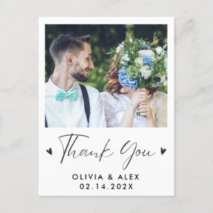 Carte Postale Remerciement de mariage photo de script moderne 