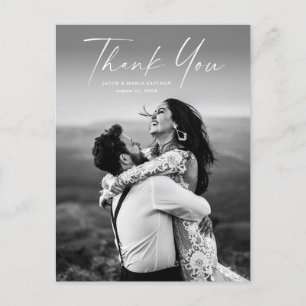 Carte Postale Remerciement de mariage photo de script moderne