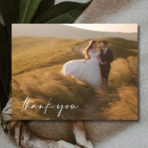 Carte Postale Remerciement de mariage photo écriture élégante