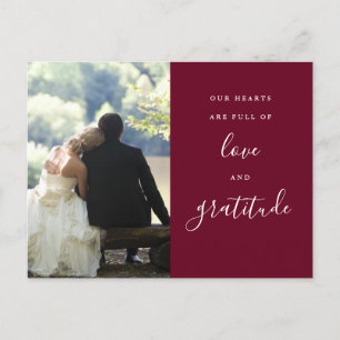Carte Postale Remerciement de mariage photo en écriture Bourgogn
