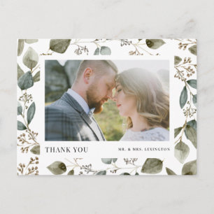 Carte Postale Remerciement de mariage photo eucalyptus ensemencé