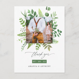 Carte Postale Remerciement de mariage pour la verdure de la forê