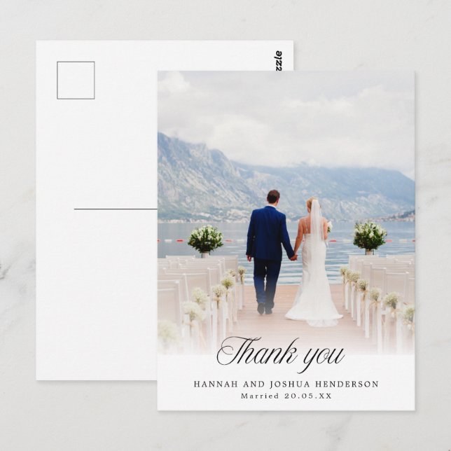 Carte Postale Remerciement de mariage simple moderne (Devant / Derrière)