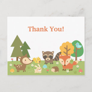 Carte Postale Remerciement de mignon animal de la forêt