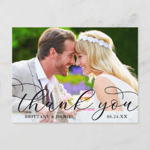 Carte Postale Remerciement de photo de couple de mariage de call