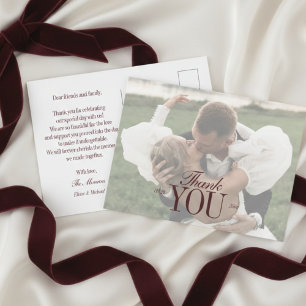 Carte Postale Remerciement de photo de mariage avec superpositio