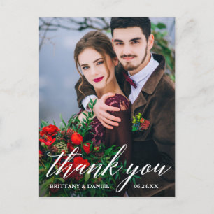 Carte Postale Remerciement de photo de mariage de calligraphie m