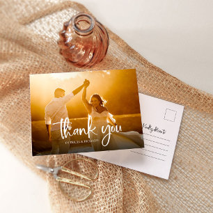 Carte Postale Remerciement de photo de mariage de calligraphie m