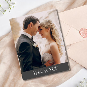 Carte Postale Remerciement de photo de mariage élégant
