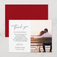 Remerciement de photo de mariage élégant rouge cra