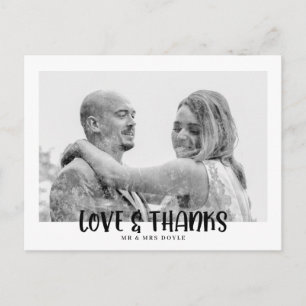 Carte Postale Remerciement de photo de mariage minimaliste