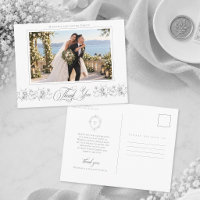 Remerciement de photo de mariage noir vintage clas