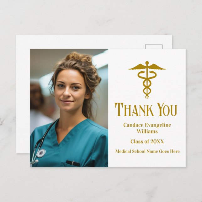 Carte Postale Remerciement de photo de remise de diplôme de l'éc (Devant / Derrière)