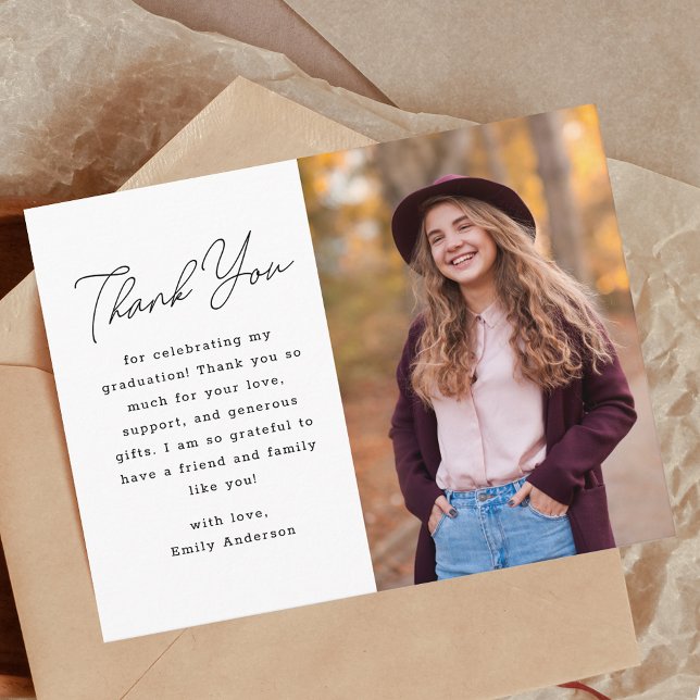 Carte Postale Remerciement de photo de remise de diplôme en écri (Créateur téléchargé)