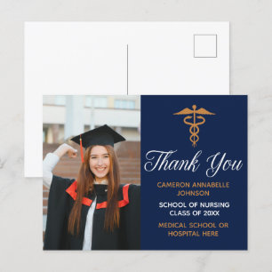 Carte Postale Remerciement de photo de remise de diplômes en or 