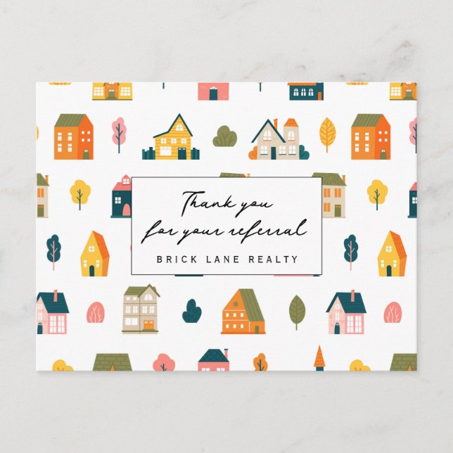 Carte Postale Remerciement de recommandation immobilière Maisons (Devant)