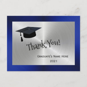 Carte Postale Remerciement de remise de diplôme moderne argent e