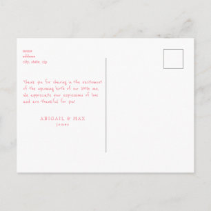 Carte Postale  Remerciement d'échographie de Baby Shower Rose