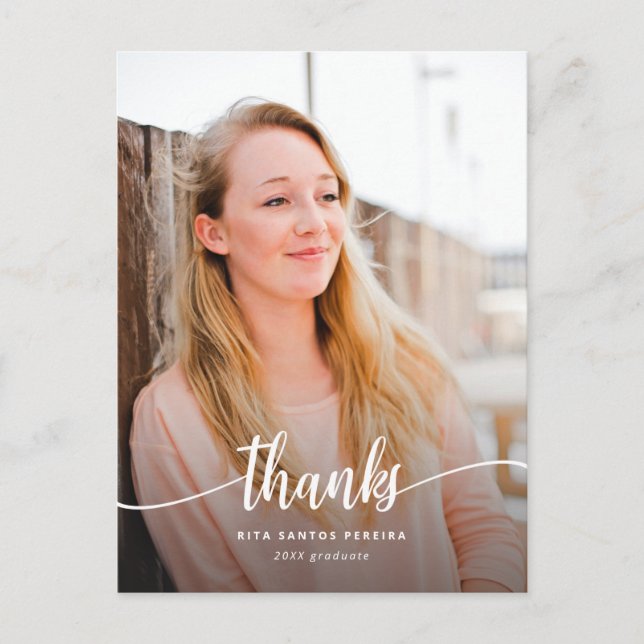 Carte Postale Remerciement Diplômé Photo Moderne Diplômé Merci (Devant)