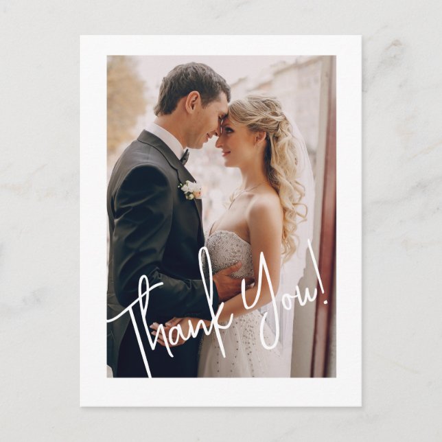 Carte Postale Remerciement élégant de photo de mariage (Devant)