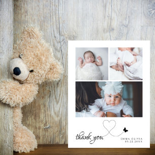 Carte Postale Remerciement Élégant pour Baby Shower Minimaliste 