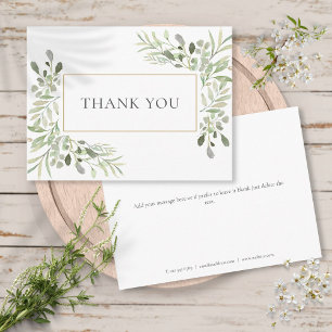 Carte Postale Remerciement Élégant pour Entreprise avec Feuillag