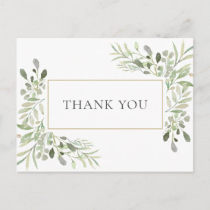 Carte Postale Remerciement Élégant pour Entreprise avec Feuillag