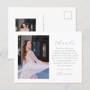 Carte Postale Remerciement Elégant pour Quinceanera avec Deux Ph