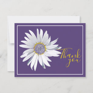 Carte Postale Remerciement Fleur Blanche sur Fond Violet