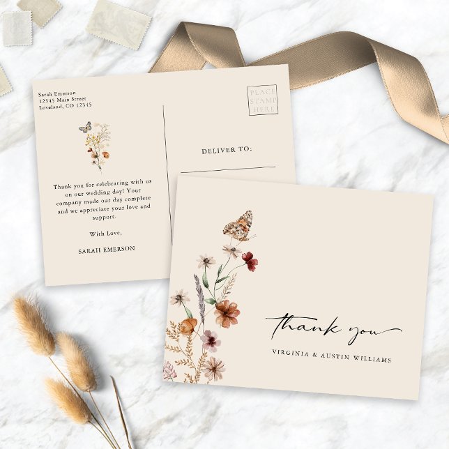 Carte Postale Remerciement Fleur Sauvage (Wildflower Thank You Postcard
)