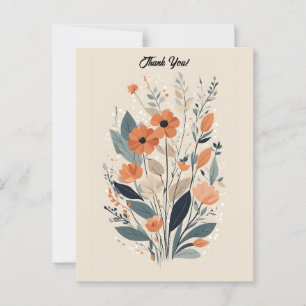 Carte Postale Remerciement Floral Boho Abstrait