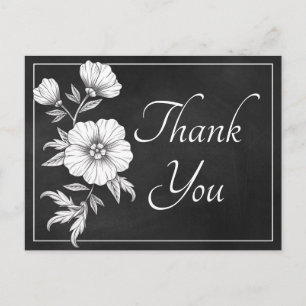 Carte Postale Remerciement Floral Tableau Noir Mariage Fleur Vin