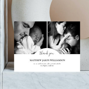 Carte Postale Remerciement Luxueux et Élégant pour Bébé en Colla