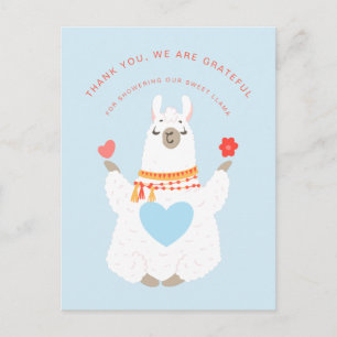 Carte Postale Remerciement Mignon Llama Yoga pour Baby Shower
