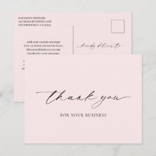 Carte Postale Remerciement Moderne Élégant Rose Minimal