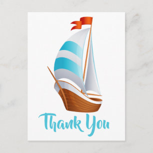 Carte Postale Remerciement nautique Voilier Bleu Turquoise Maria