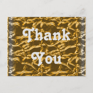 Carte Postale Remerciement Or Argent Métal Gratitude