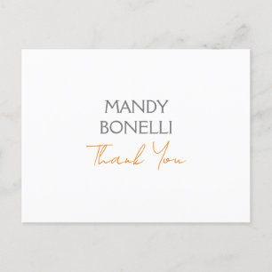 Carte Postale Remerciement Personnalisé Moderne Minimaliste
